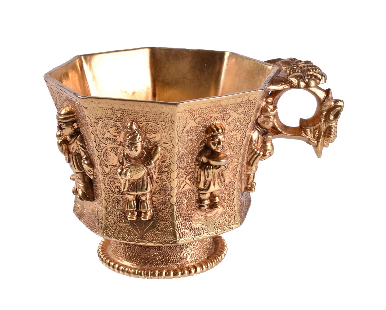 A Chinese gilt bronze octagonal cup