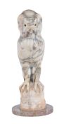 A Continental, probably Italian, sculpted alabaster model of an owl