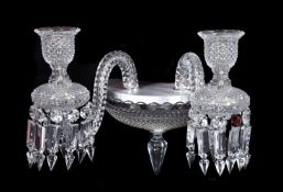 Baccarat, Zenith Comete, a cut and moulded glass twin light wall appliqué