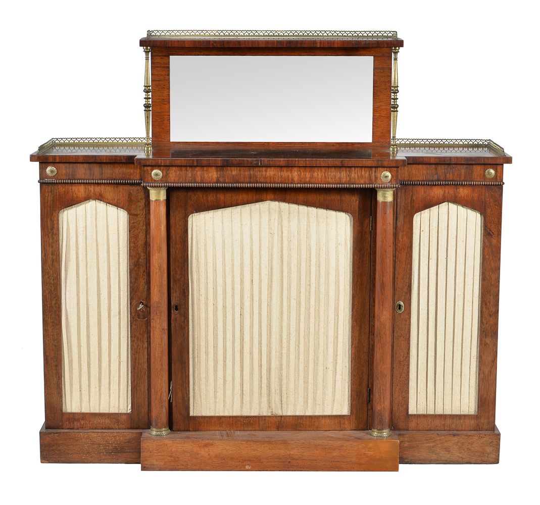 ϒ A Regency rosewood and gilt metal mounted breakfront side cabinet