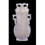 A Chinese agate vase and cover