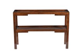 A Chinese hardwood, probably elm, two tier side table