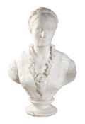 Tito Angelini (Italian, fl. 1806-1878), a sculpted white marble bust of a lady