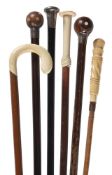 ϒ A collection of six various walking sticks