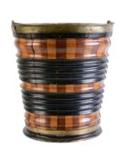 A Dutch fruitwood and ebonised bucket