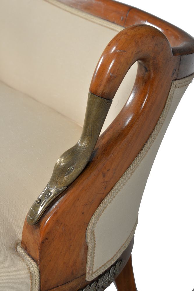 A walnut and upholstered sofa in Empire style - Image 3 of 3