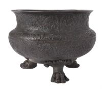 A Venetian engraved bronze serving bowl