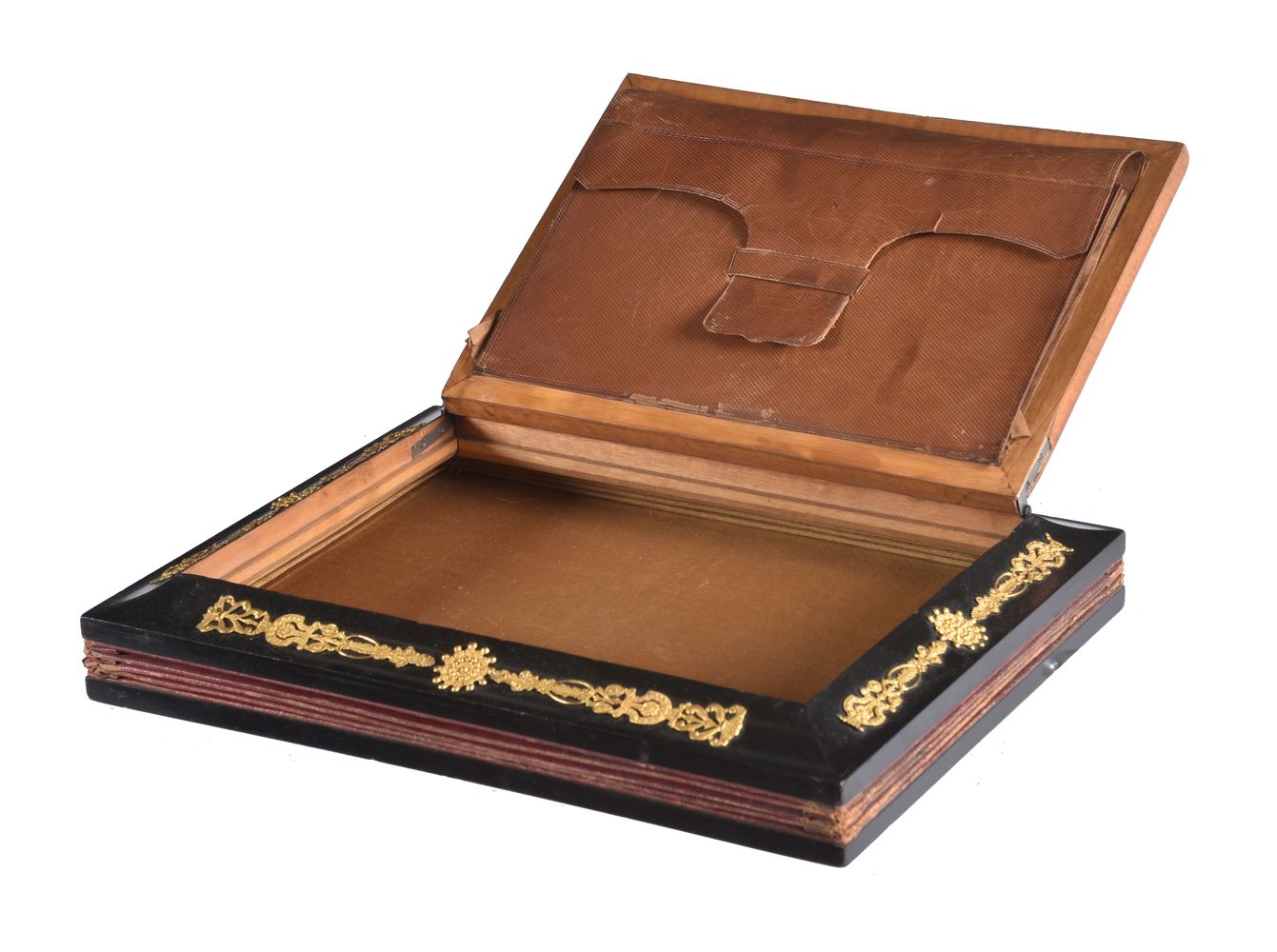 A Continental satin birch, ebonised, and gilt metal mounted stationery box - Image 4 of 4