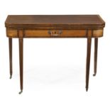 A George III mahogany and satinwood crossbanded tea table