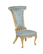 An early Victorian giltwood and upholstered prie-dieu