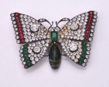 A paste and agate butterfly brooch