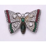 A paste and agate butterfly brooch