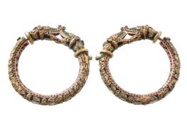 A pair of Jaipur enamel dragon bangles (Kada)