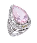 An 18 carat white gold morganite and diamond ring