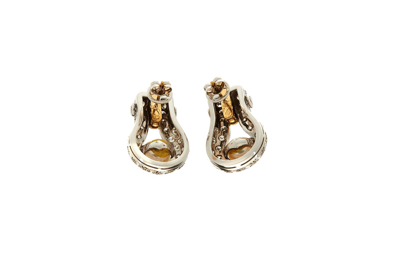 A pair of diamond and Akoya cultured pearl ear pendants - Image 2 of 2