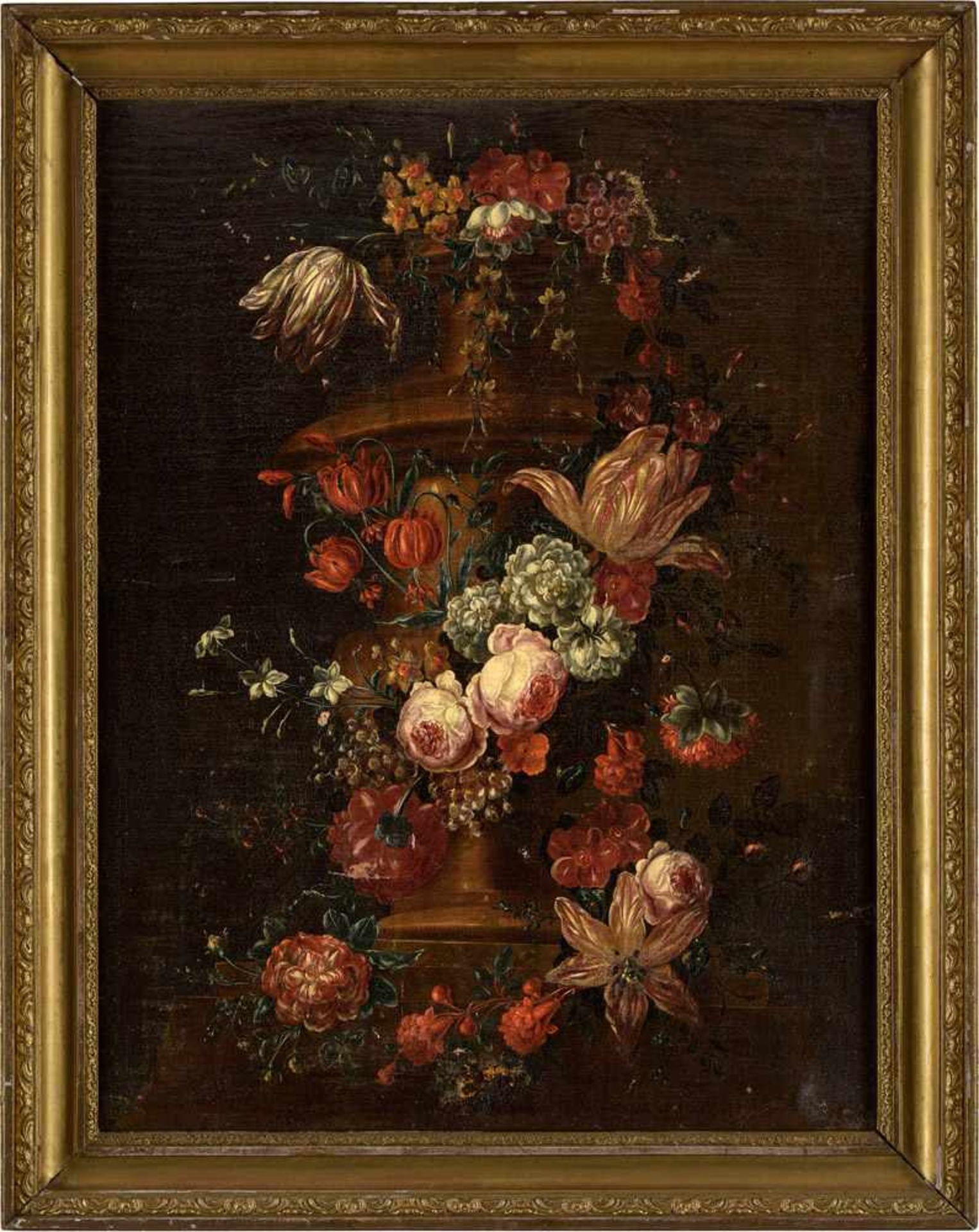 Verbruggen, Gaspar Pieter 1664 Antwerpen - 1730 Antwerpen (zugesch.)Blumenstück mit Marmorvase.Öl/ - Bild 2 aus 4