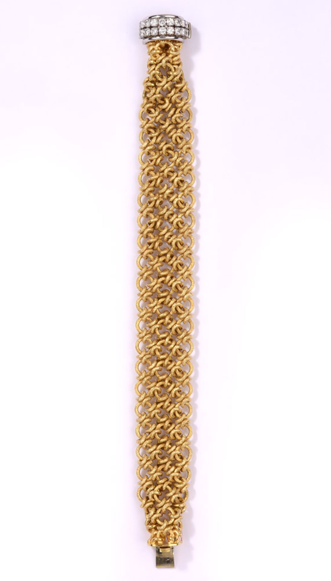 Armband mit Meistermarke ,,SK´´750-Gelbgold. Weißgoldschließe besetzt mit 18 Brillanten, L 20 cm,