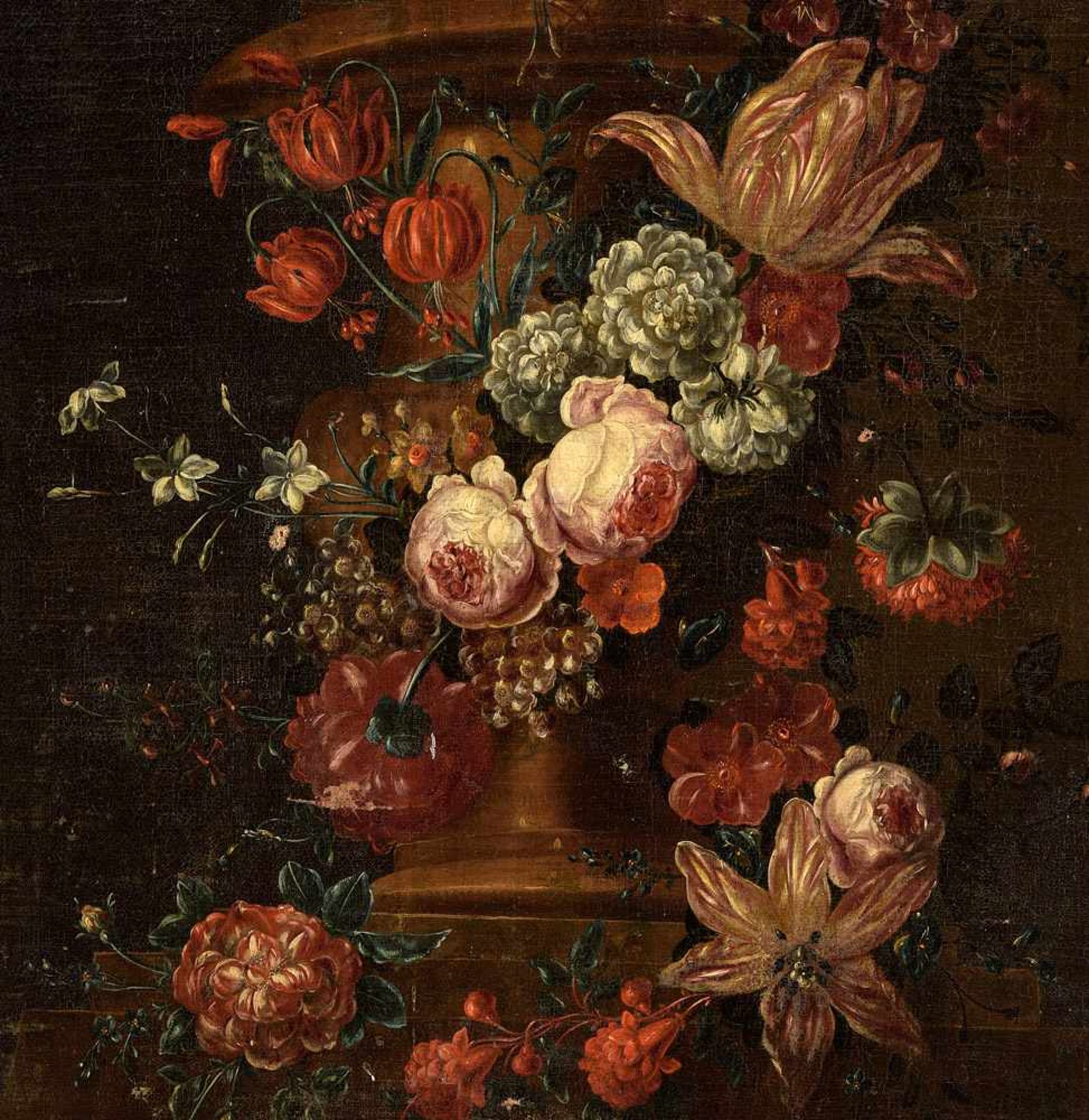 Verbruggen, Gaspar Pieter 1664 Antwerpen - 1730 Antwerpen (zugesch.)Blumenstück mit Marmorvase.Öl/ - Bild 3 aus 4