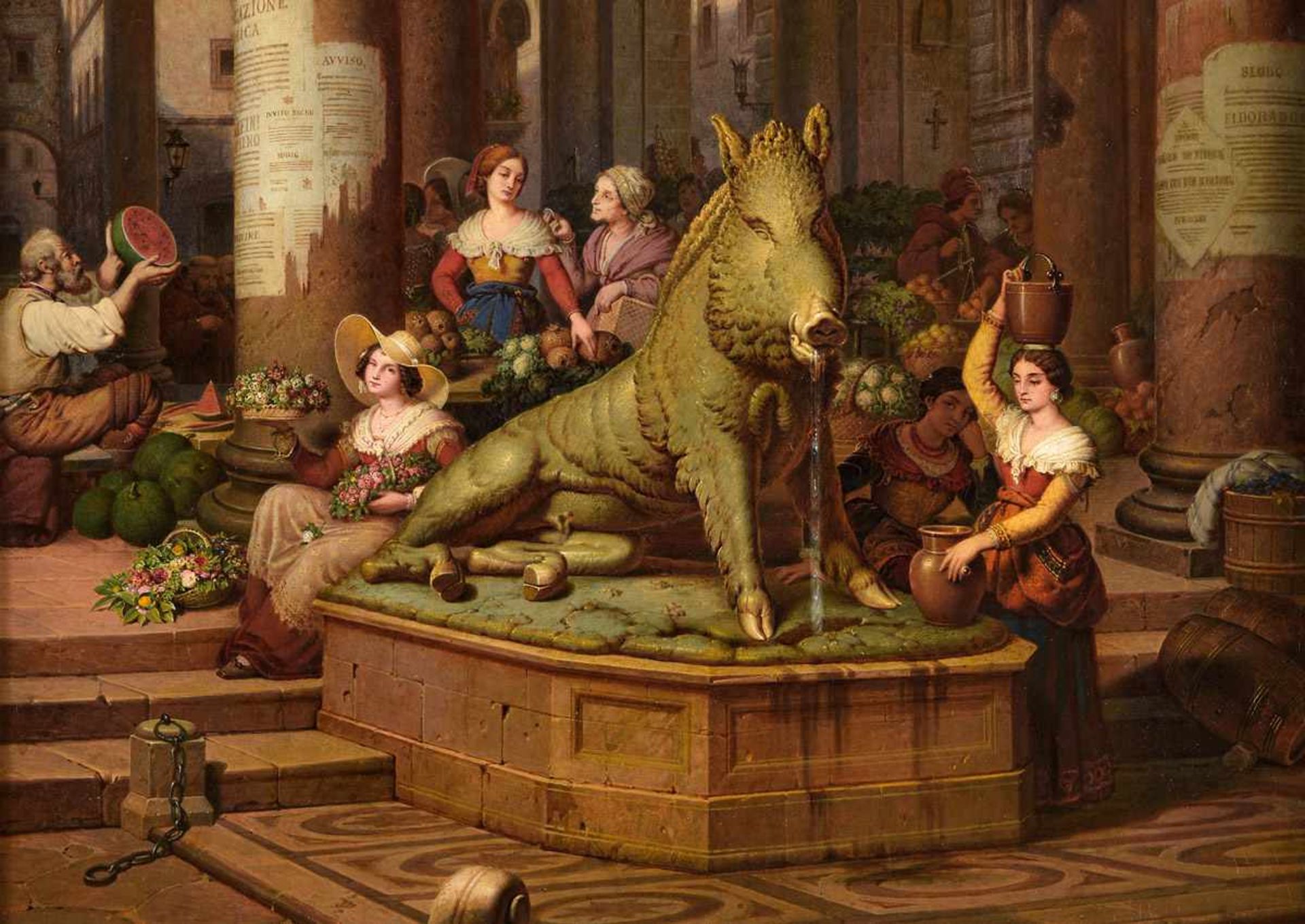 Hauschild, Maximilian Albert 1810 Dresden - 1895 NeapelFontana del Porcellino, Firenze.Signiert. - Bild 3 aus 3
