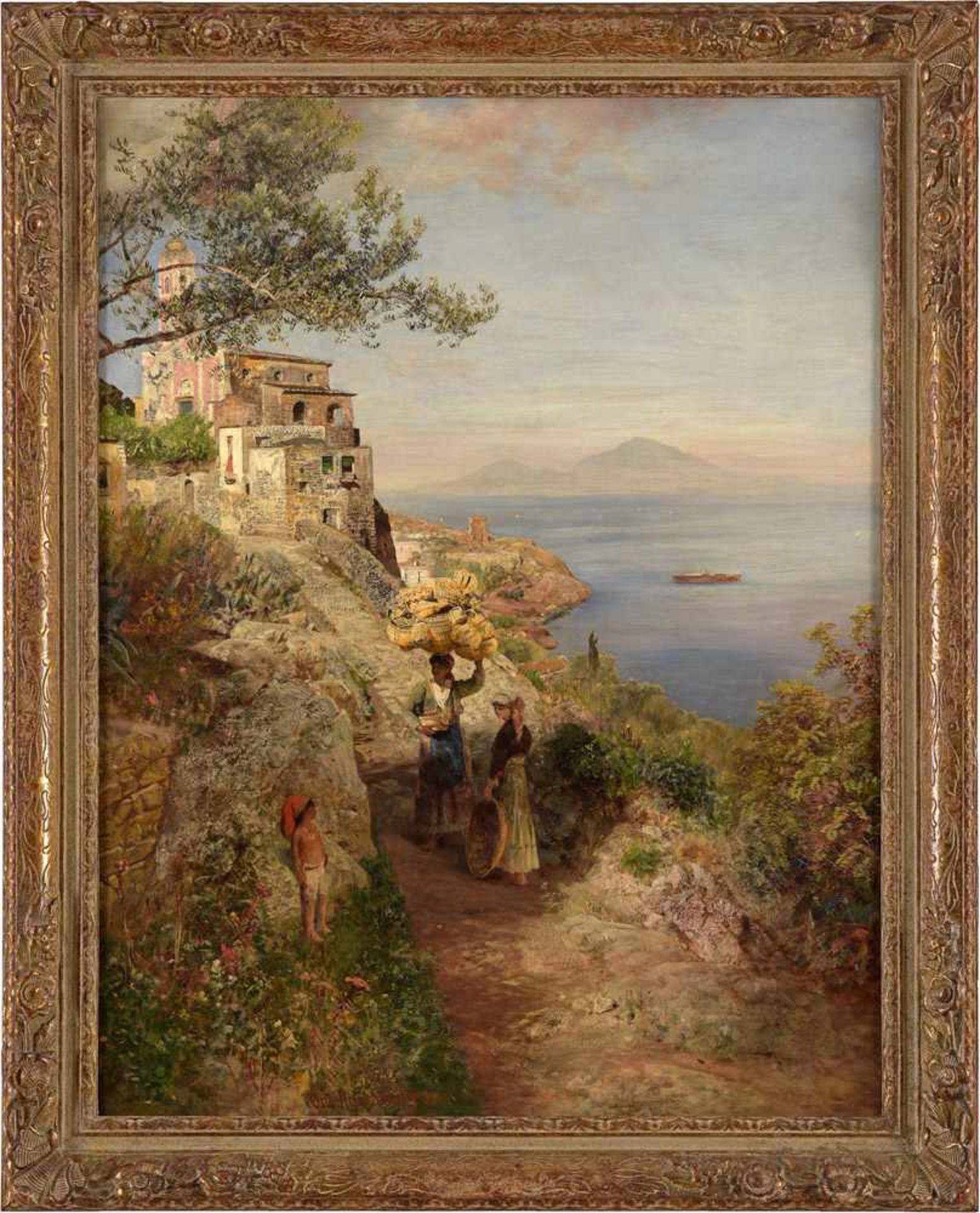 Achenbach, Oswald 1827 Düsseldorf - 1905 DüsseldorfAmalfiküste mit Blick auf Capri.Signiert. Datiert - Image 2 of 5