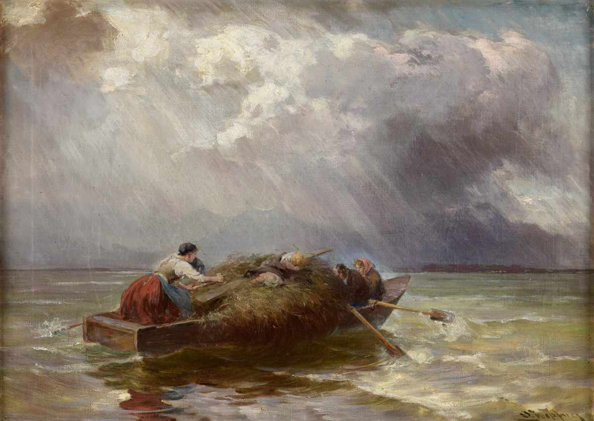 Wopfner, Josef 1843 Schwaz - 1927 MünchenAufziehendes Wetter auf dem Chiemsee.Signiert. Öl/Lwd.,