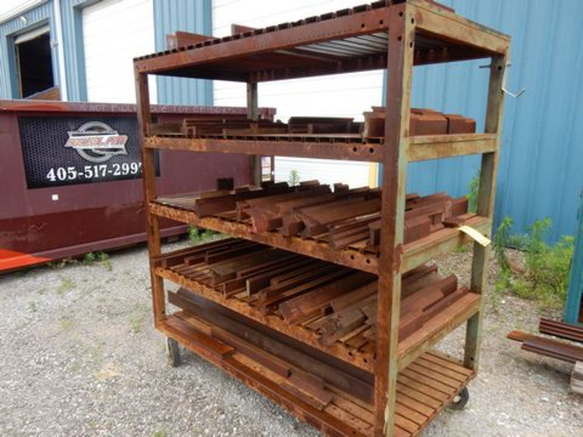 ROLLING RACK W/CONTENTS TO INCLUDE SHORT PRESS BRAKE DIES (SURFACE RUST)