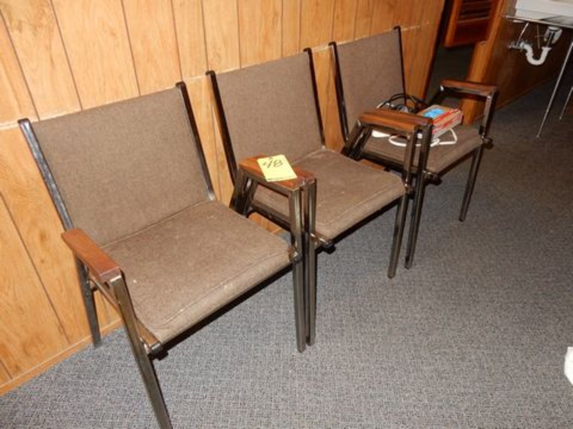 LOT (3) BROWN PADDED CHAIRS