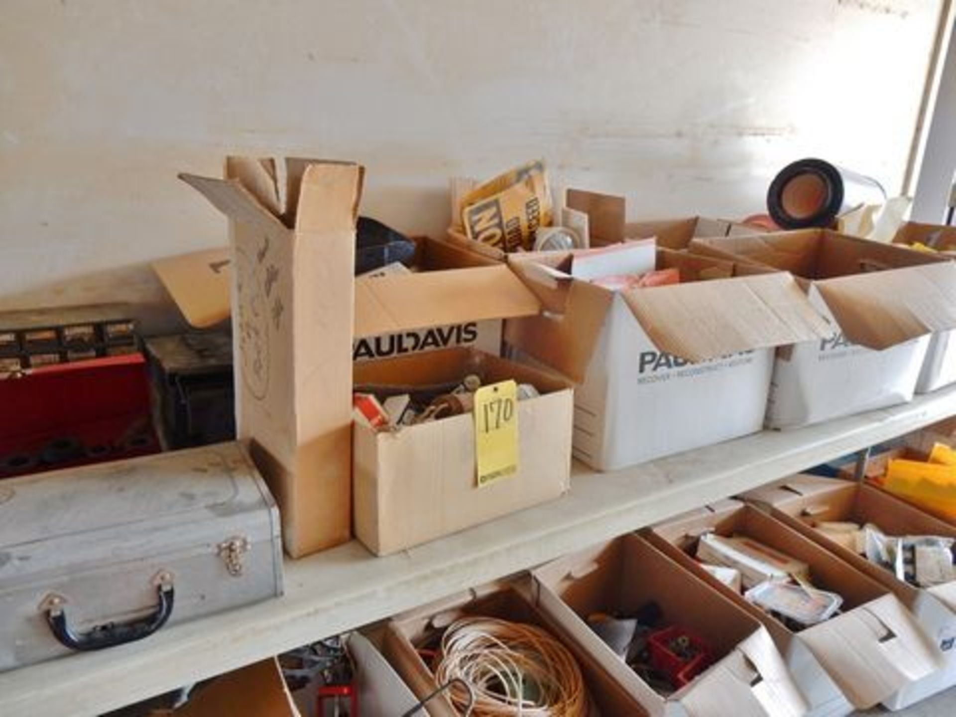 LOT BOXES & MISC. ITEMS TO INCLUDE FUSES, HARDWARE, ETC. - ON TOP OF TABLE
