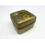Japanese square lacquer box and cover, Edo period decorated in gold,