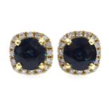 Pair of 18ct gold sapphire and diamond cluster stud ear-rings, hallmarked,