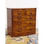 Victorian mahogany bow front chest, two short and three long drawers, W107cm, H105cm,