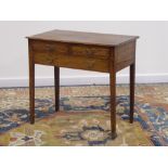 18th century oak low boy, rectangular moulded top, two short and one long drawer,