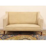 Late 19th century beech framed settee, sprung seat and back,