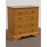Solid pine chest, two short and three long drawers, W91cm, H96cm,