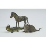 Austrian cold painted bronze model of a mouse stamped 'Geschützt' and two others in the form of a