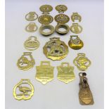Early Victorian paper clip by Merry Phipson and Parker, two early 20th Century horse Merit badges,