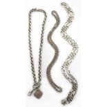 Silver figaro chain necklace, hallmarked,