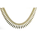 9ct gold fringe design necklace hallmarked, approx 17.