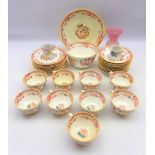 19th century tea set for eight with Chinoiserie decoration etc (33)