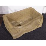 Large deep rectangular stone trough/planter, 94cm x 57cm,