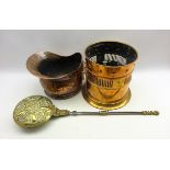 19th Century copper and brass log bucket,