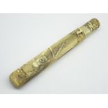 Japanese carved Stag antler Pipe Case, Edo period,