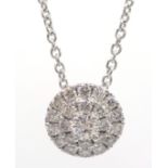 White gold diamond cluster pendant necklace,
