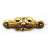 14ct gold (tested) bar brooch, approx 5.