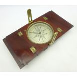 Early 19th century mahogany cased surveying miners compass, silvered engraved dial signed 'G.
