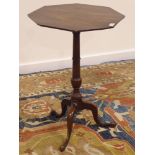 18th century mahogany wine table, octagonal top,