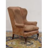 Early 20th century Country House style wingback armchair, beech framed,