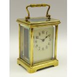 Small late 20th century French brass cased carriage clock,