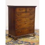 19th century oak chest, two short and four long graduating drawers, bracket feet, W106cm, H128cm,