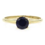 9ct gold single stone sapphire ring,